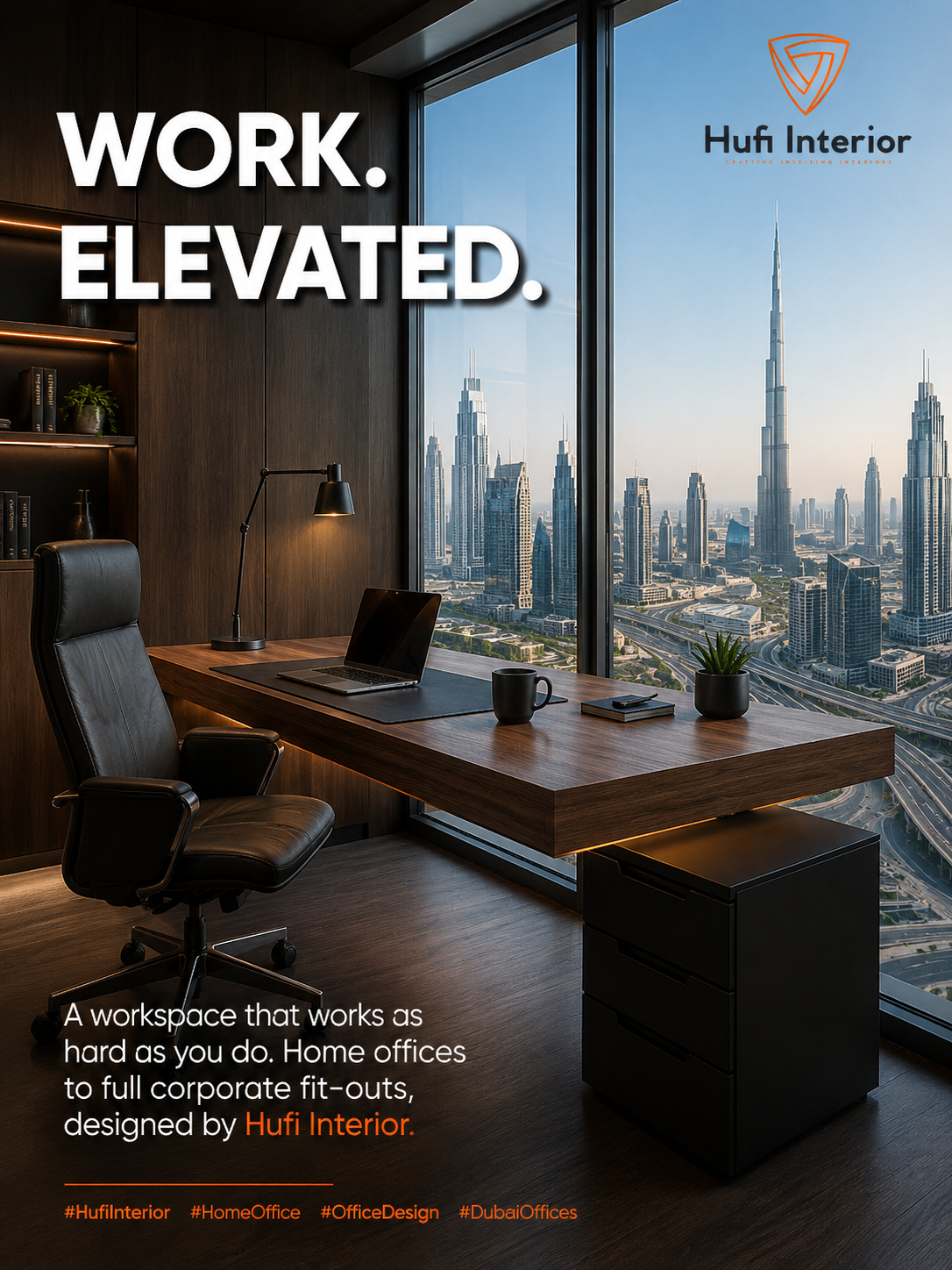 Executive desk overlooking Burj Khalifa